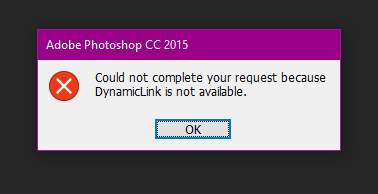 adobe photoshop cs6 dynamic link not available